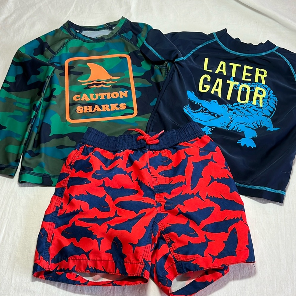 2T Swim rash guard and swim trunks bundle
